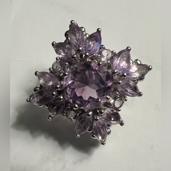 Natural Amethyst Cluster Earrings | 925 Sterling Silver Omega Back NEW #434 - Picture 6 of 6